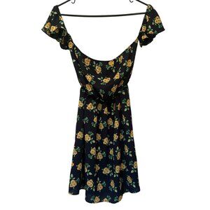 Everly mini dress, green/yellow floral on navy, sz S